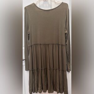 Jolie Olive Green Long Sleeve Dress